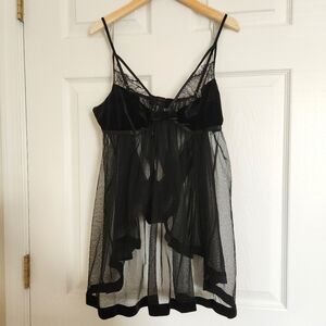NWT Adore Me Kenzi Babydoll Lace Velvet Top and Panty Set Size L Discontinued